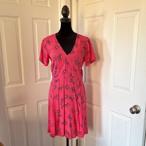 GAP Pink Floral Mini Fit and Flare Dress